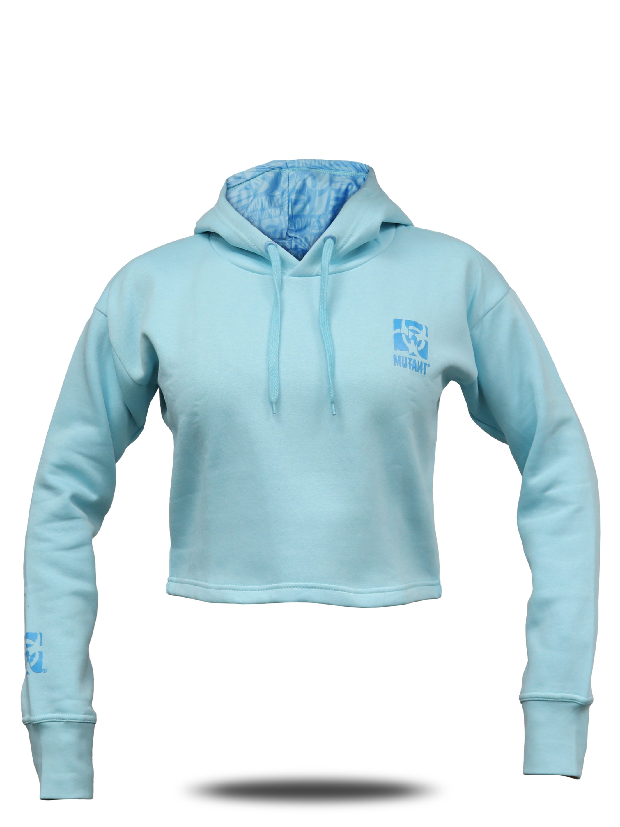 Thick Script Women's Gym Crop Hoodie (Sky Blue) Medium