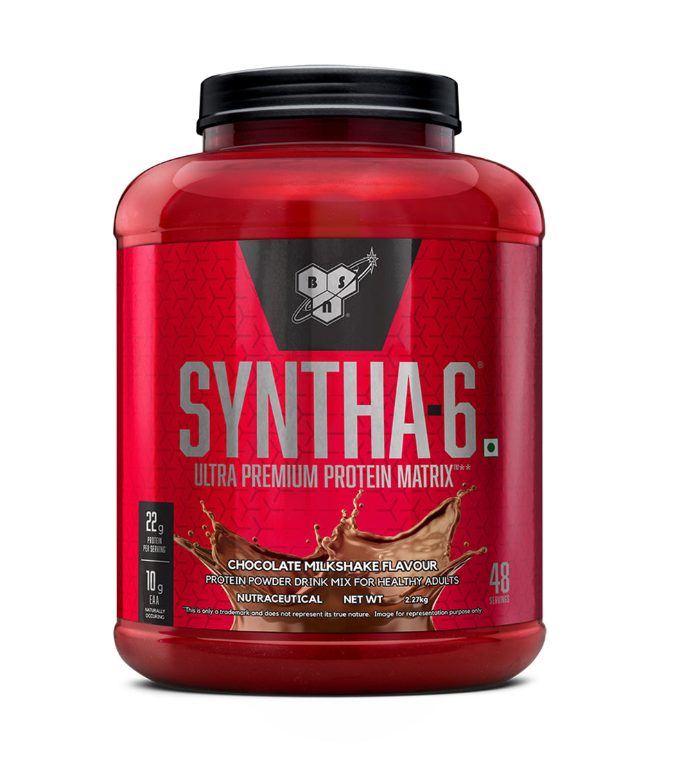 BSN Syntha 6 Protein Powder - 5 lbs, 2.27 kg (Chocolate Milkshake), Ultra Premium Protein Matrix (Whey Protein, Micellar Casein), for Muscle Recovery.