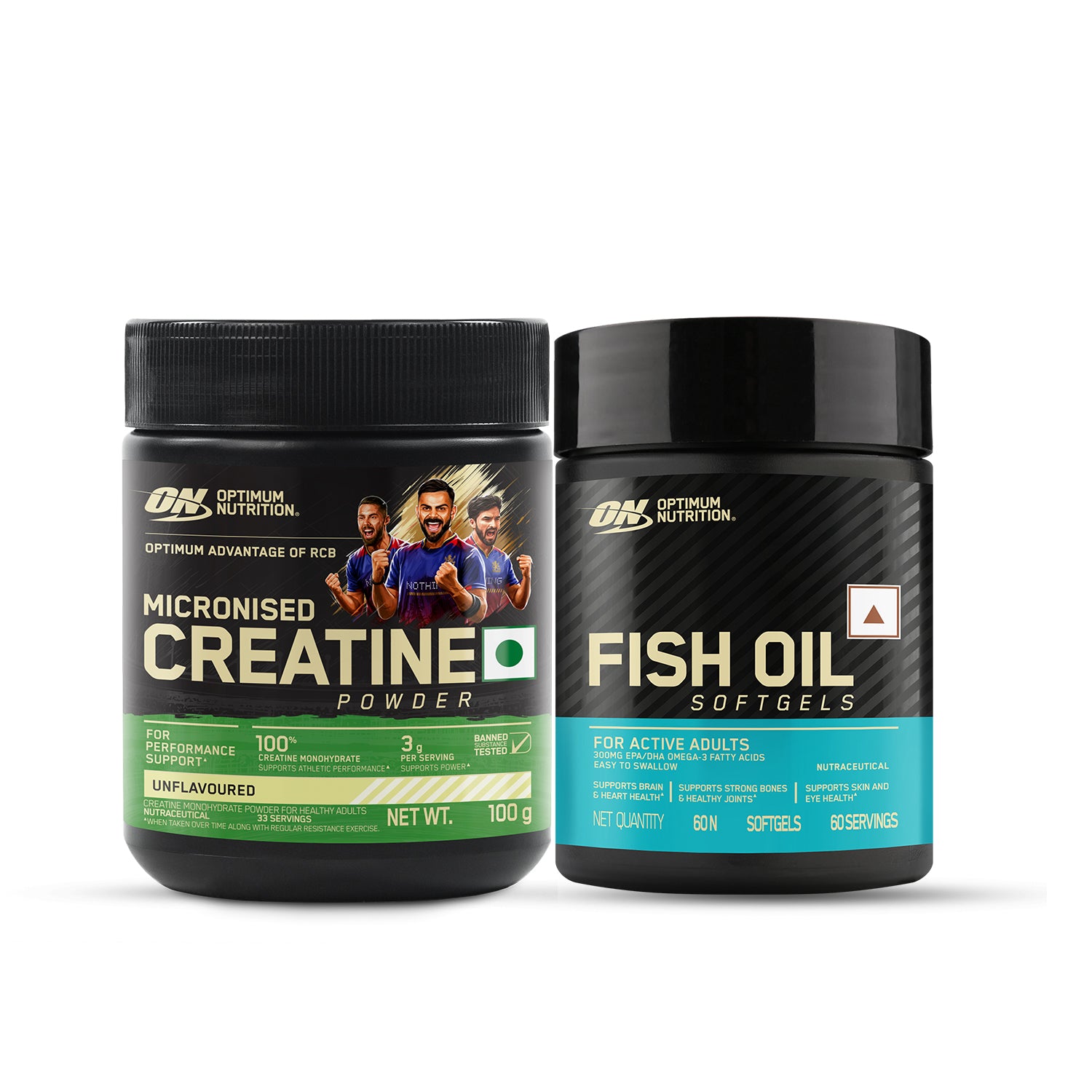 Creatine 100g and Optimum Nutrition (ON) Fish Oil - 60 Capsules